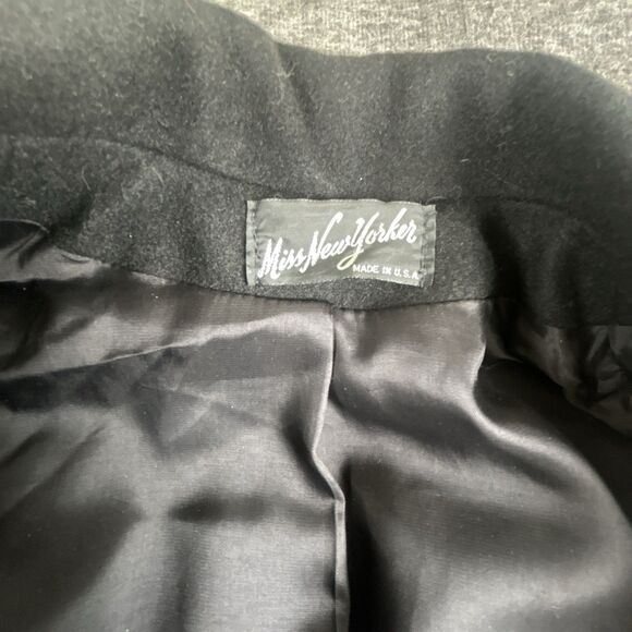 VTG Miss New Yorker Wool Blend Scarf Coat Womens Sz L Black USA Made 90s Winter - Picture 7 of 14